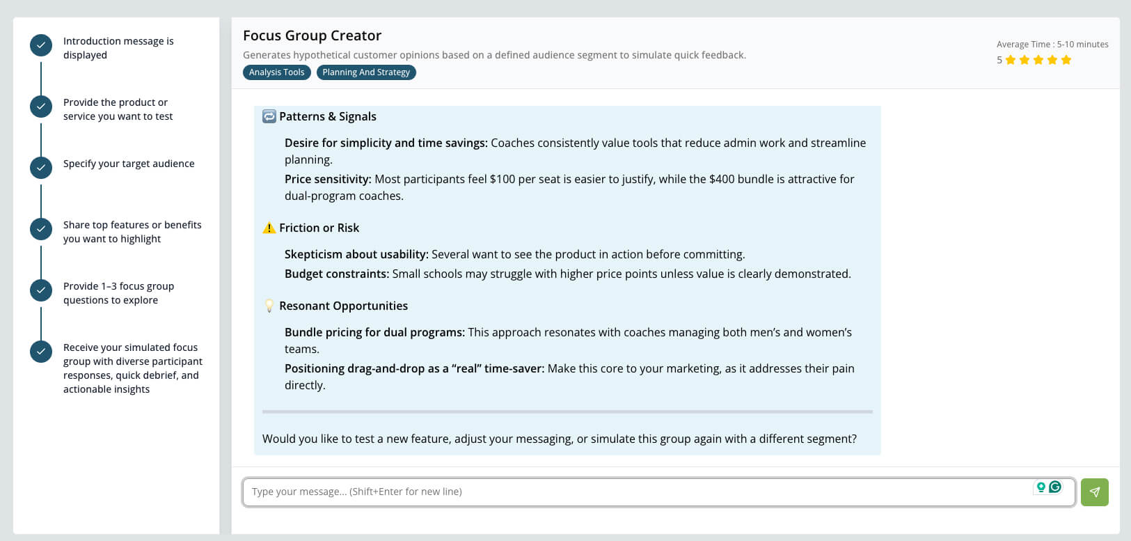 Toolkit for Entrepreneurs: Focus Group Creator 