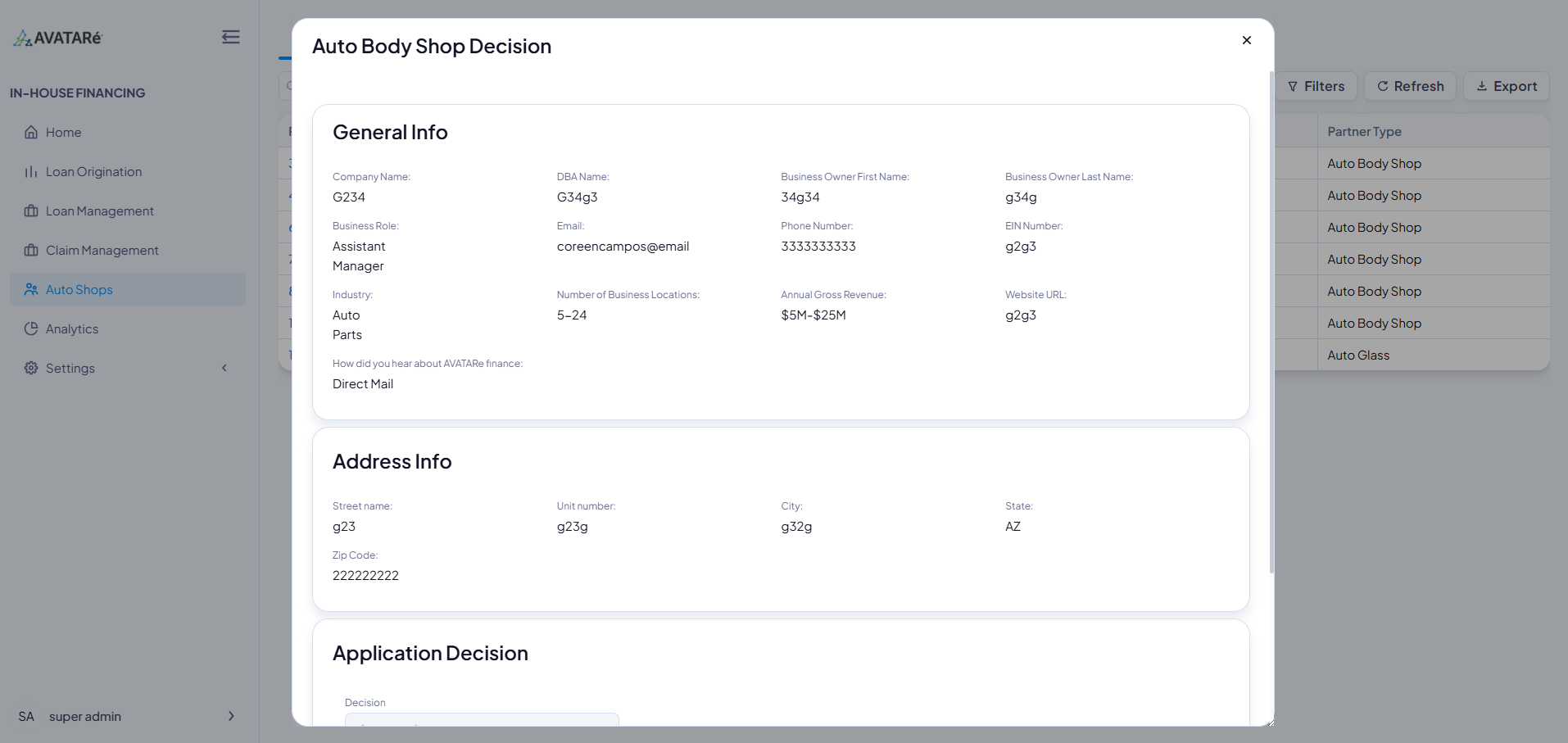 Settled IQ for Auto Glass - Decision
